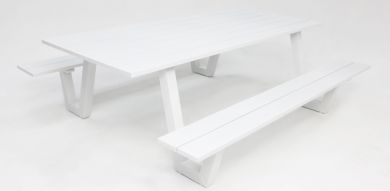 Addison Table and Bench Setting - White