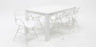 Dallas Fantail 7pc Dining Setting - White