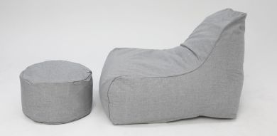 Deluxe Lounger and Round Pouf Light Grey