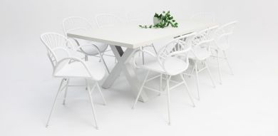 Drift Fantail 9pc Terrazzo Dining Setting - White