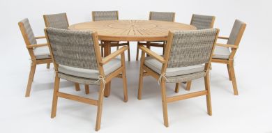 Flora 9pc Round Dining Setting with Lazy Susan