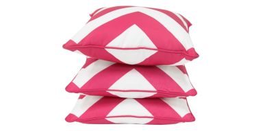 SET OF 3 INDO SOUL PINK AND WHITE LARGE AZTEC 45X45CM OUTDOOR SCATTER CUSHIONS