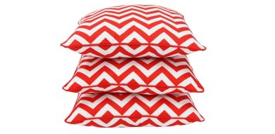 SET OF 3 INDO SOUL RED AND WHITE NARROW AZTEC 45X45CM OUTDOOR SCATTER CUSHIONS