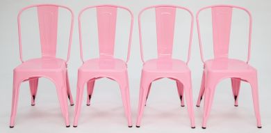 Paris Tolix Chair 4pc - Pink