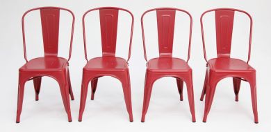 Paris Tolix Chair 4pc - Red