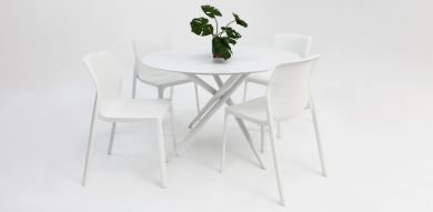 Persia Bailey Armless Round 5pc Dining Setting - White