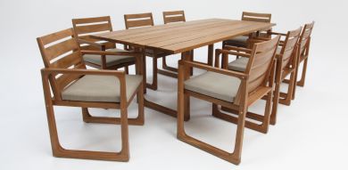 Qube 9pc Dining Setting TAUPE