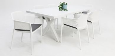 Ravenne Bailey Arm 7pc Dining Setting - White