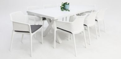 Ravenne Bailey Arm 9pc Dining Setting - White