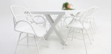 Ravenne Fantail 9pc Dining Setting - White