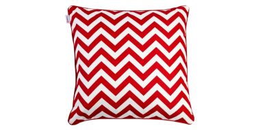 Blood Red White Narrow Aztec Square 45x45 Cushion