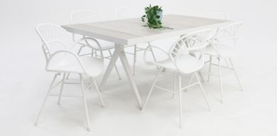 Serenity Fantail 7pc Dining Setting - White
