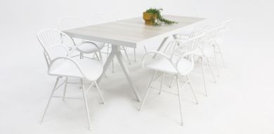 Serenity Fantail 9pc Dining Setting - White
