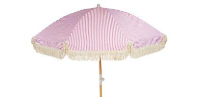 Dusty Pink and White Stripe Beach Umbrella