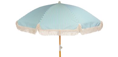 Sage Green and White Stripe Beach Umbrella
