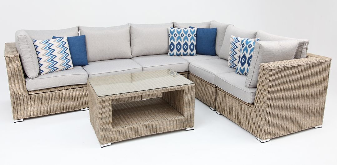 Amani storage 7 piece premium modular lounge setting with coffee table driftwood/stone