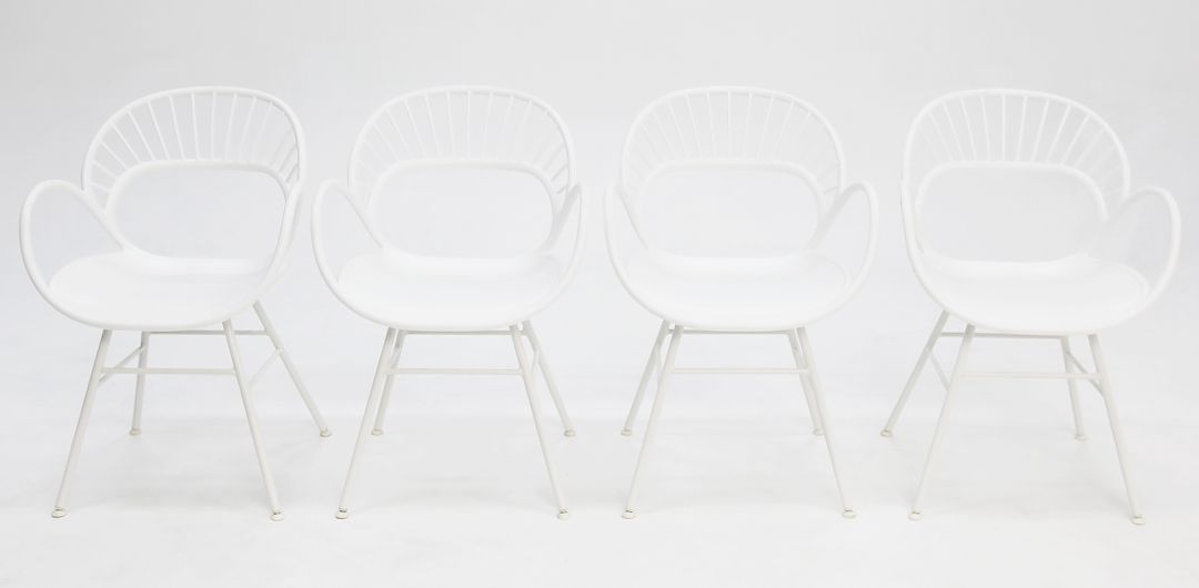 Fantail dining chair white set of 4
